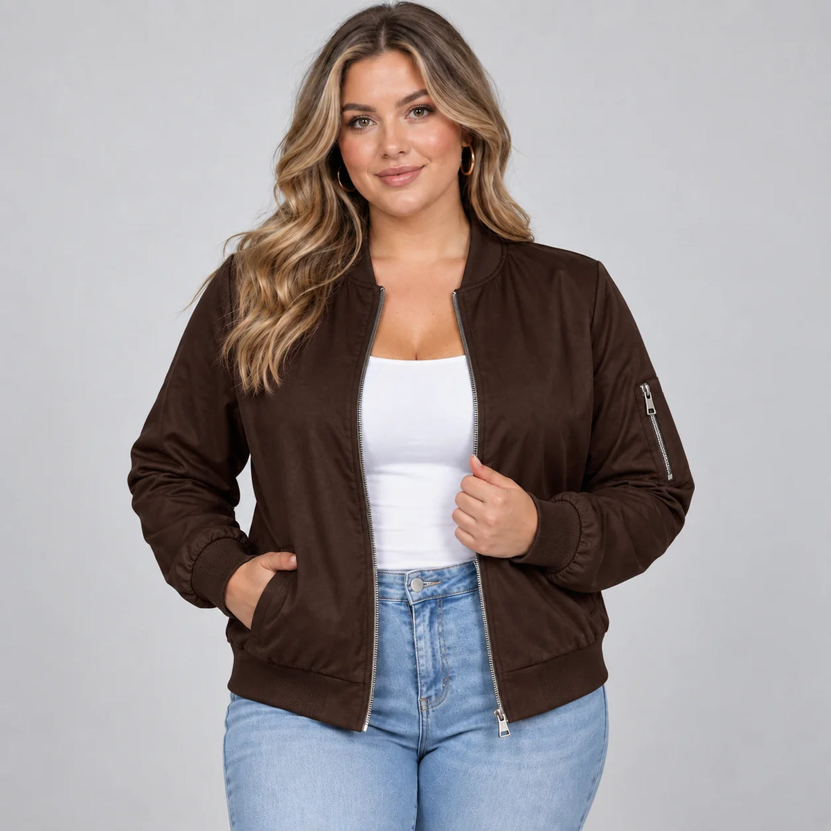 Mira Women's Bomber Jacket | Ribbed Baseball Collar, Relaxed Fit 6