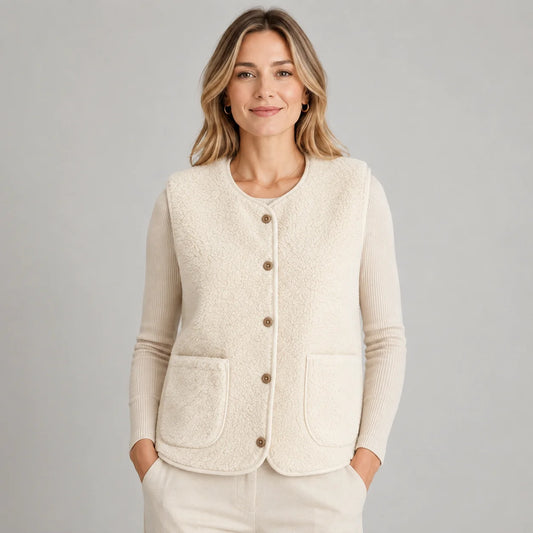 Mira Women's Gilet | Soft Borg Teddy, Button Front, Casual Layering Essential 0
