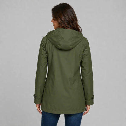 Mira Women's Hooded Trench Coat | Button Front, Longline Silhouette 1