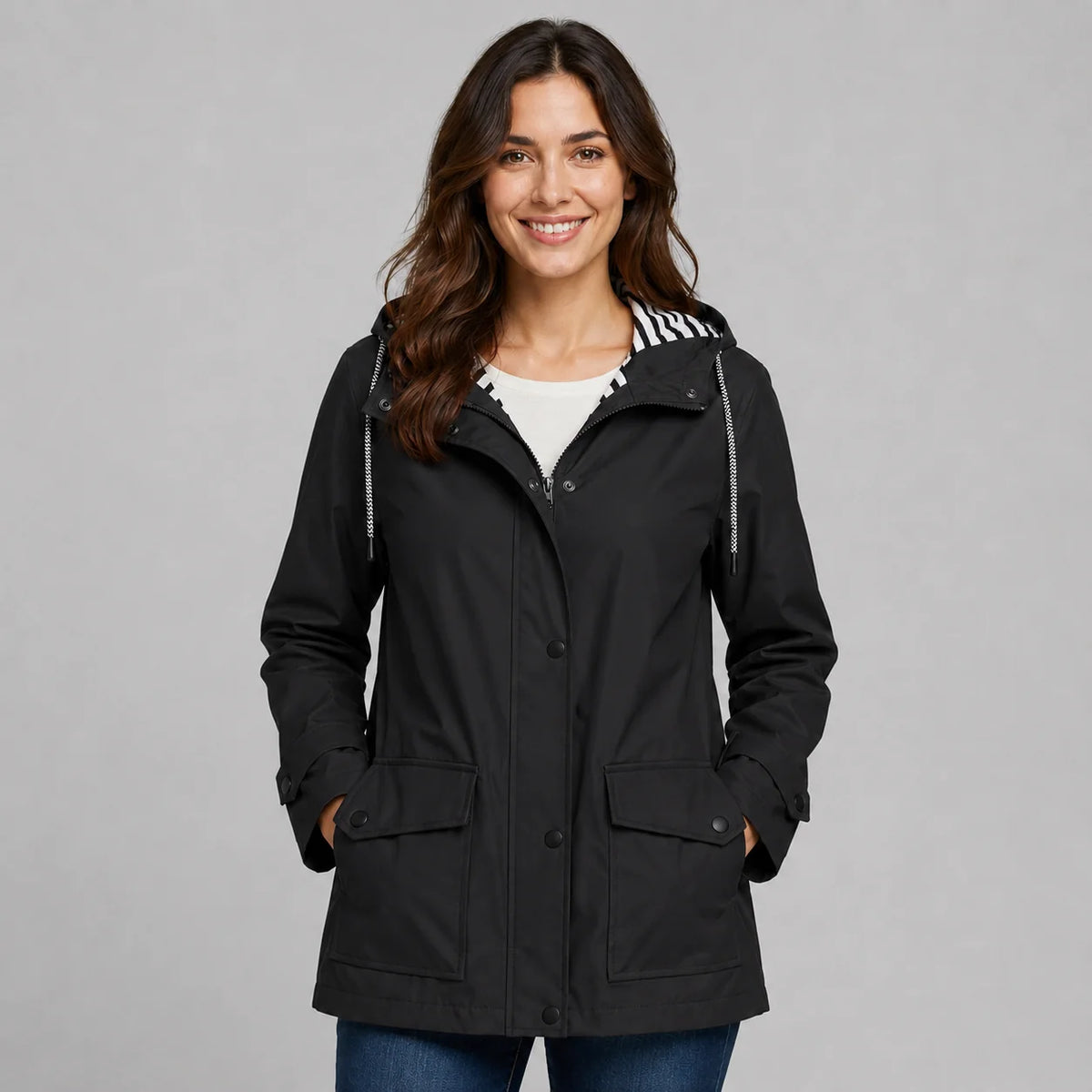 Mira Women's Hooded Trench Coat | Button Front, Longline Silhouette 3