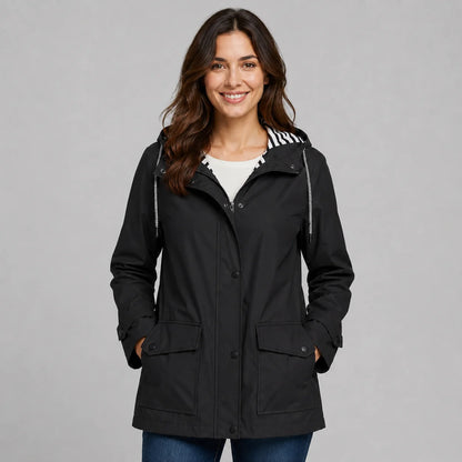 Mira Women's Hooded Trench Coat | Button Front, Longline Silhouette 3