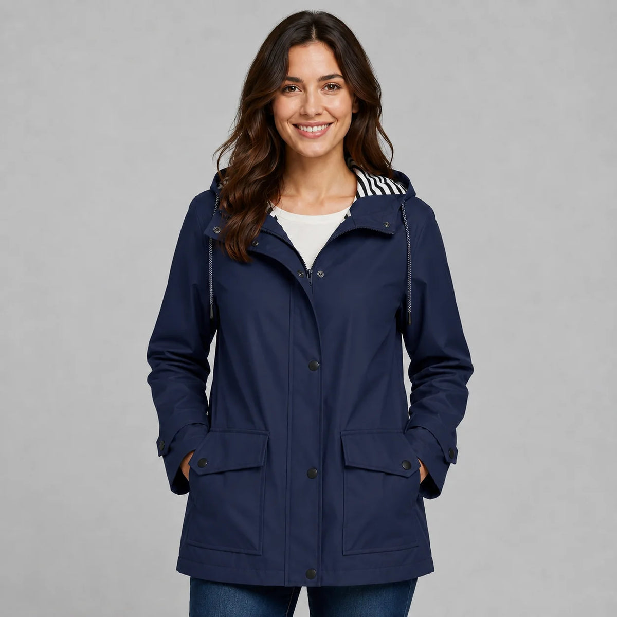 Mira Women's Hooded Trench Coat | Button Front, Longline Silhouette 4