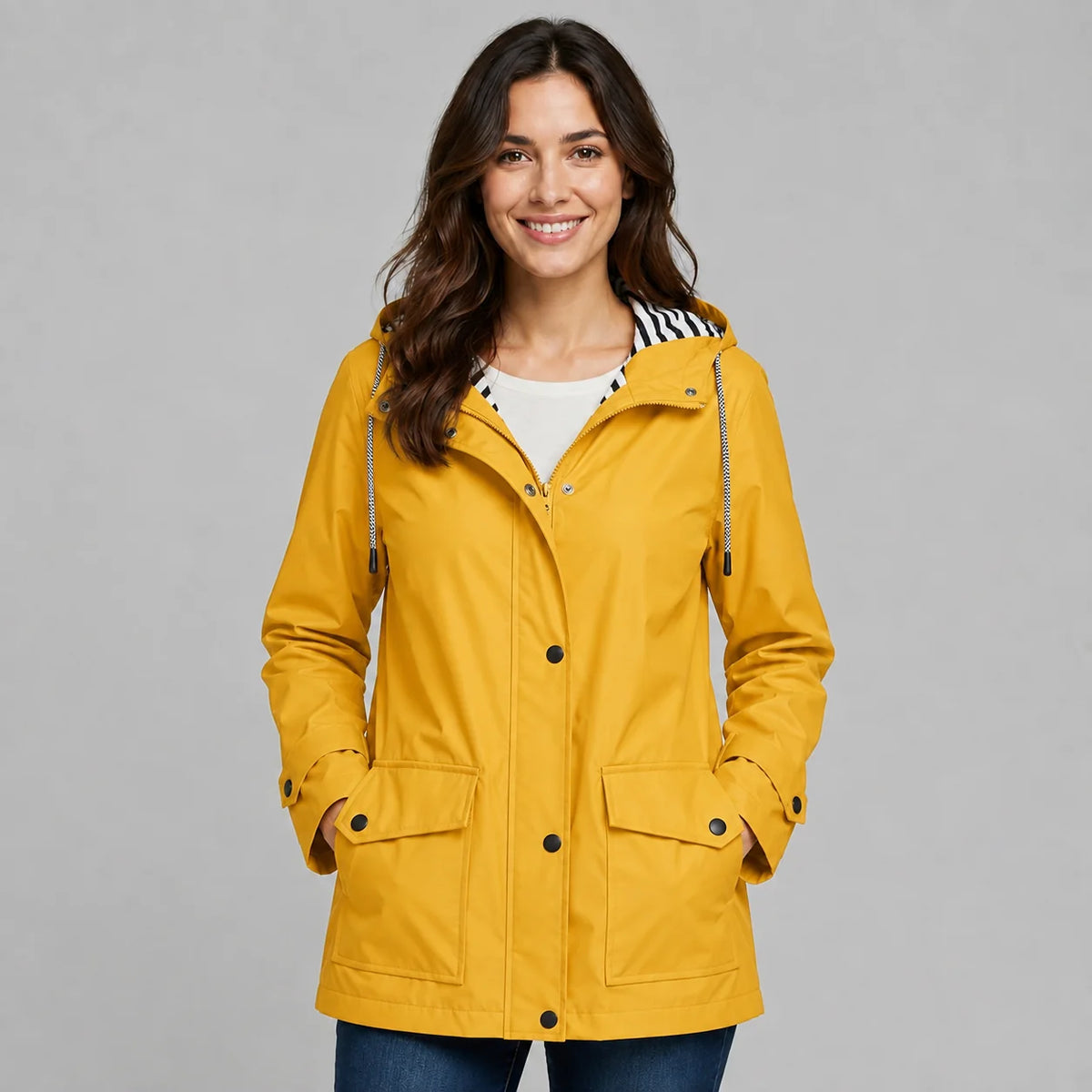 Mira Women's Hooded Trench Coat | Button Front, Longline Silhouette 5