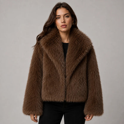 Mira Women's Jacket | Faux Fur, Plush Lined, Loose Fit 0