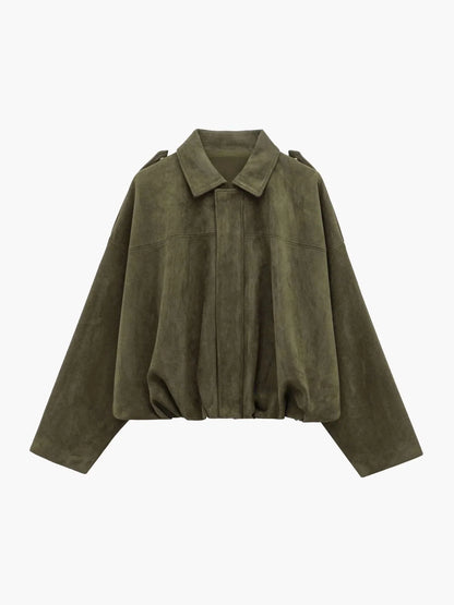 Mira Women's Jacket | Faux Suede, Structured Collar 1