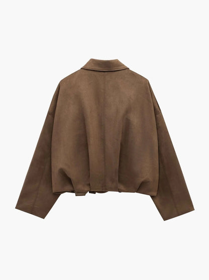 Mira Women's Jacket | Faux Suede, Structured Collar 5