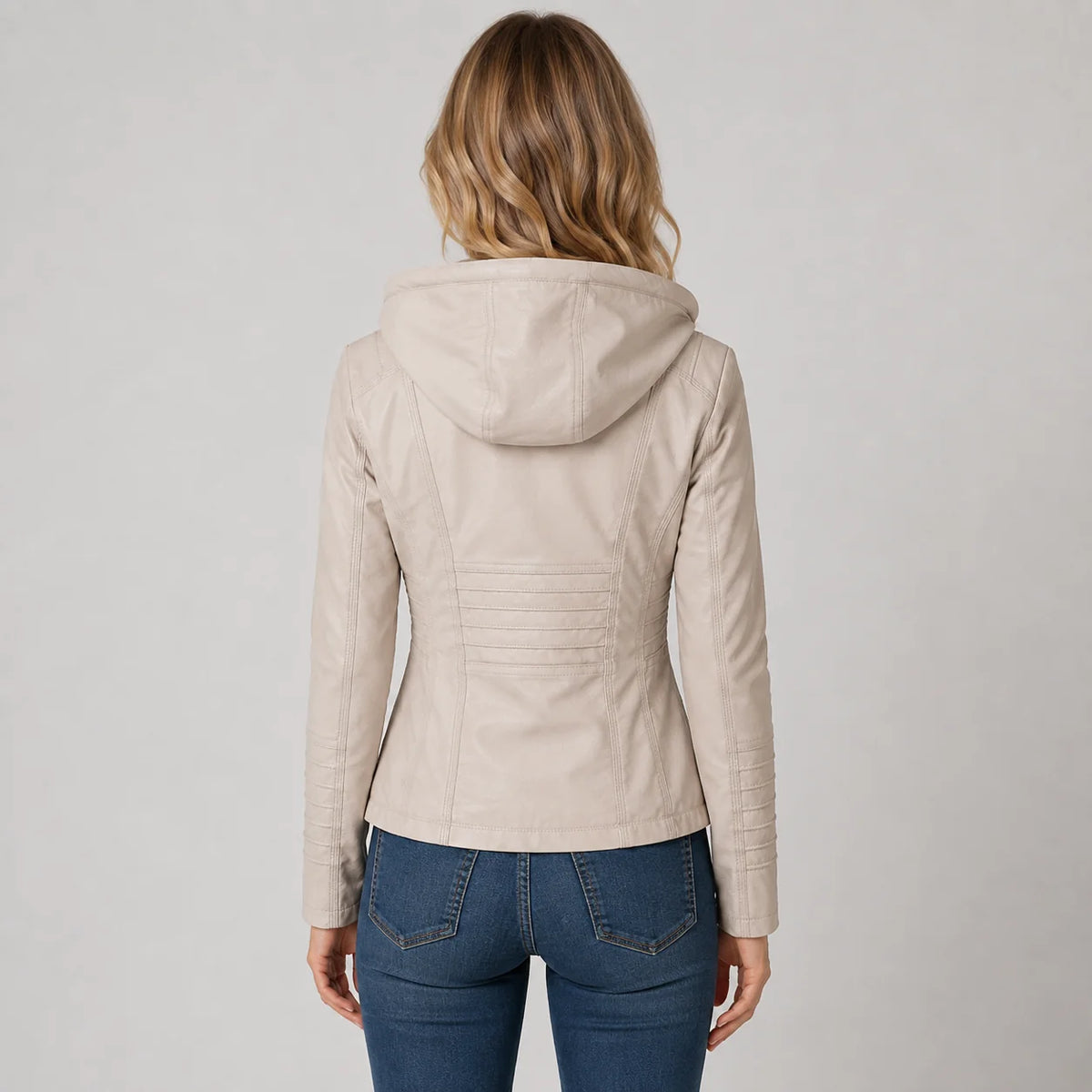 Mira Women's Jacket | Leather-Look, Detachable Hood, Zip Front 1