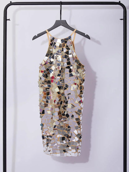 Mira Women's Mini Dress | Sequined Halter Neck, Cocktail Party 6