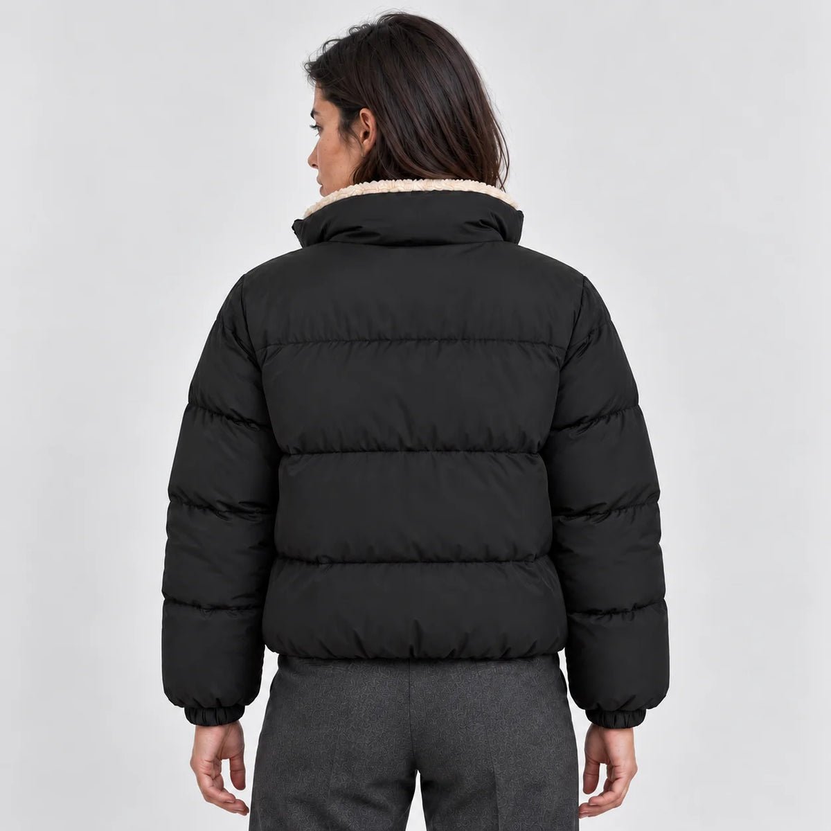 Mira Women's Puffer Jacket | Sherpa-Lined High Neck, Full Zip 1