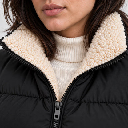 Mira Women's Puffer Jacket | Sherpa-Lined High Neck, Full Zip 3