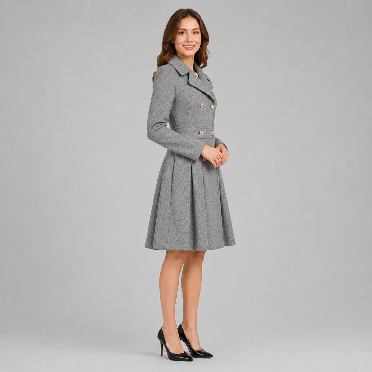 Mirella Women's Coat | Double Breasted, Flared Silhouette 2