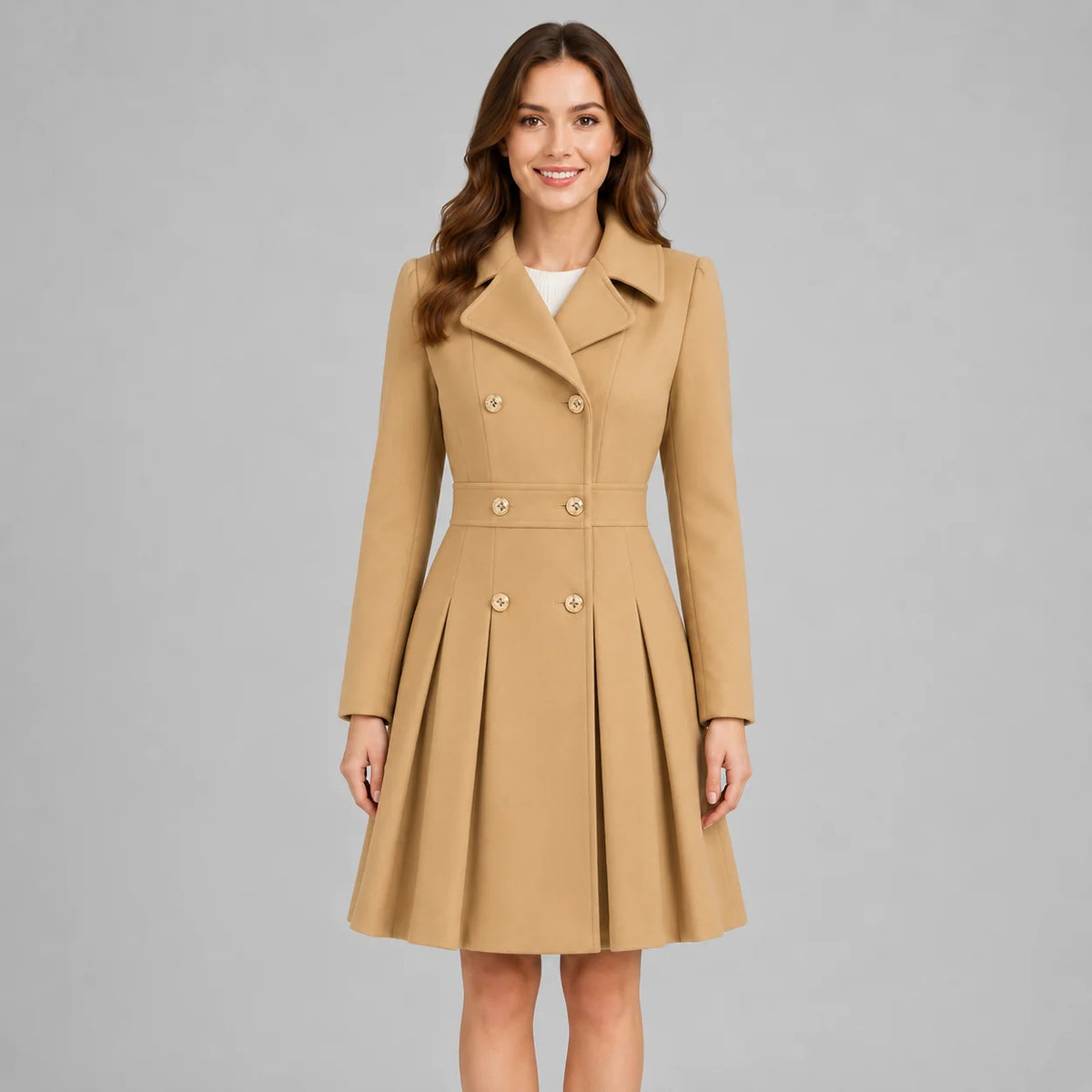 Mirella Women's Coat | Double Breasted, Flared Silhouette 3