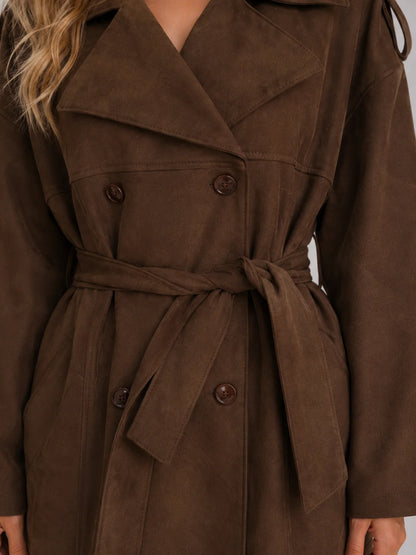 Mirella Women's Trench Coat | Suede-Look Finish, Belted Waist 3