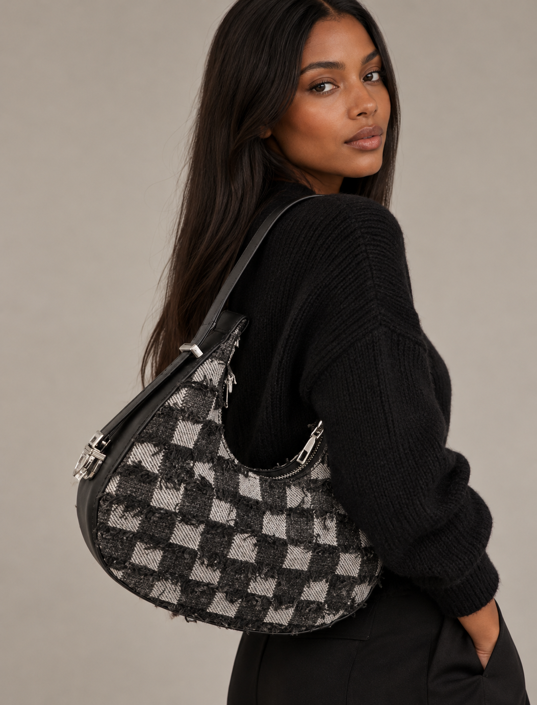 Kendra Women's Handbag | Check Textured, Spacious Design