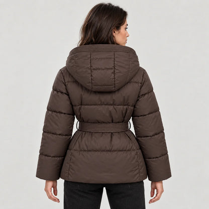 Montarello Women's Quilted Puffer Jacket | Hooded, Belted, Insulated 2