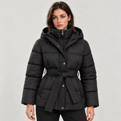 Montarello Women's Quilted Puffer Jacket | Hooded, Belted, Insulated 4