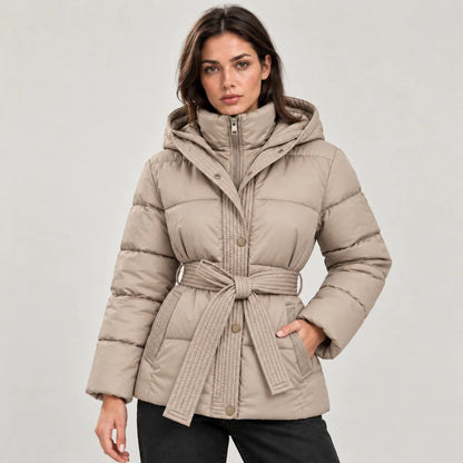 Montarello Women's Quilted Puffer Jacket | Hooded, Belted, Insulated 5