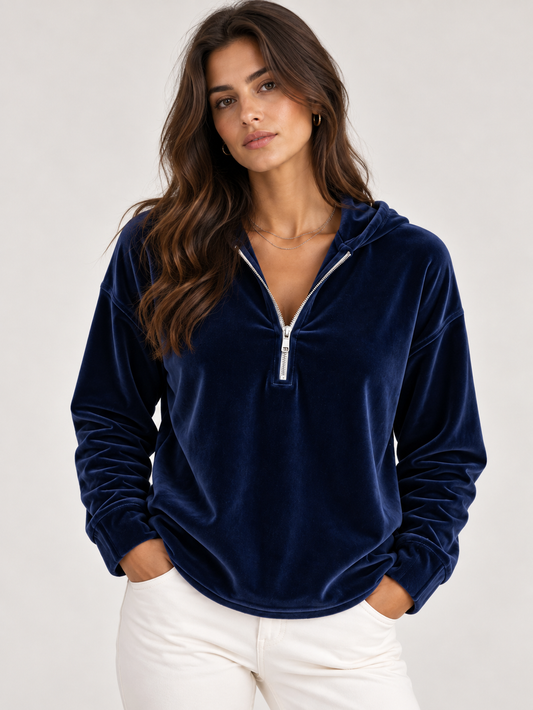 Vera Women's Quarter-Zip Hoodie | Velvet, Long Sleeve