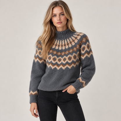 Fiona Women's Turtleneck Sweater | Fair Isle Knit, Cozy Fit