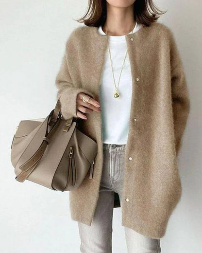 Olwen Women's Long Cardigan | Fluffy Knit, Oversized Fit 0