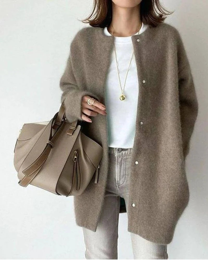 Olwen Women's Long Cardigan | Fluffy Knit, Oversized Fit 1