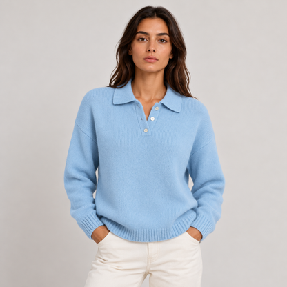 Kara Women's Sweater | Polo Collar, Relaxed Fit, Soft Knit