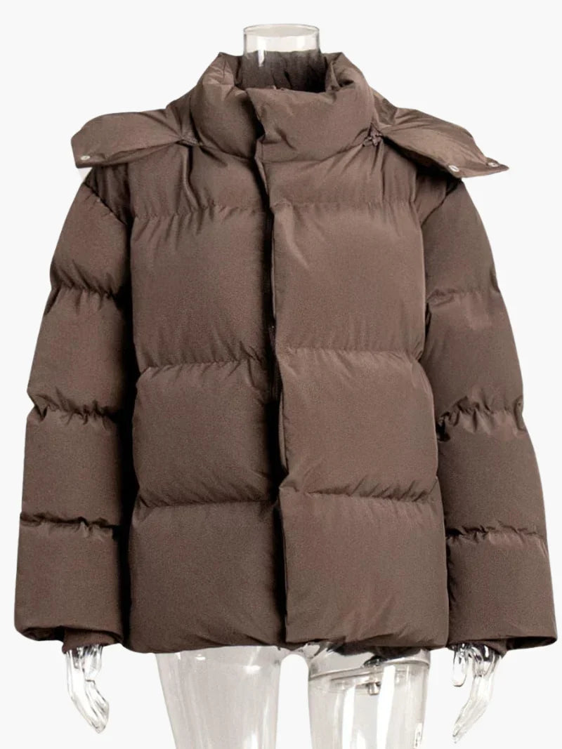 Poppy Women's Black Puffer Jacket | Quilted, Hooded, Warm 1
