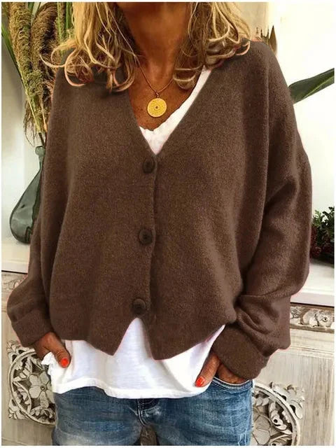 Rina Women's Cropped Cardigan | Soft V-Neck, Relaxed Fit 1