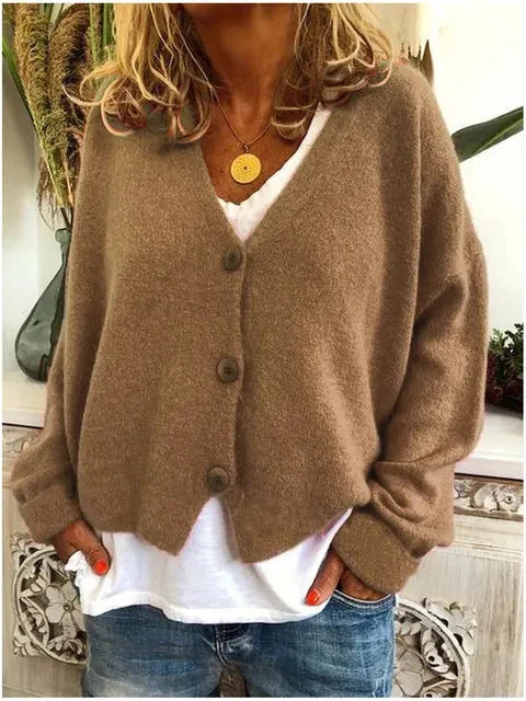 Rina Women's Cropped Cardigan | Soft V-Neck, Relaxed Fit 5