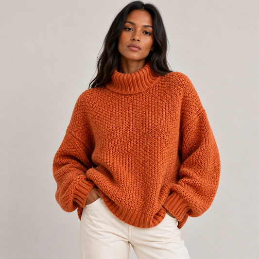 Celia Women's Chunky Turtleneck Sweater | Oversized Knit, Cozy Warmth