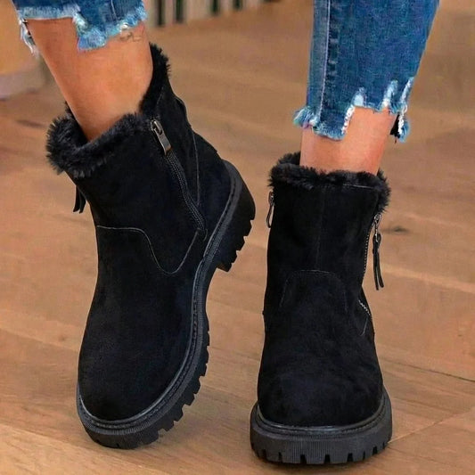 Sable Ankle Boots | Suede with Fur Trim, Chunky Sole for Women 0