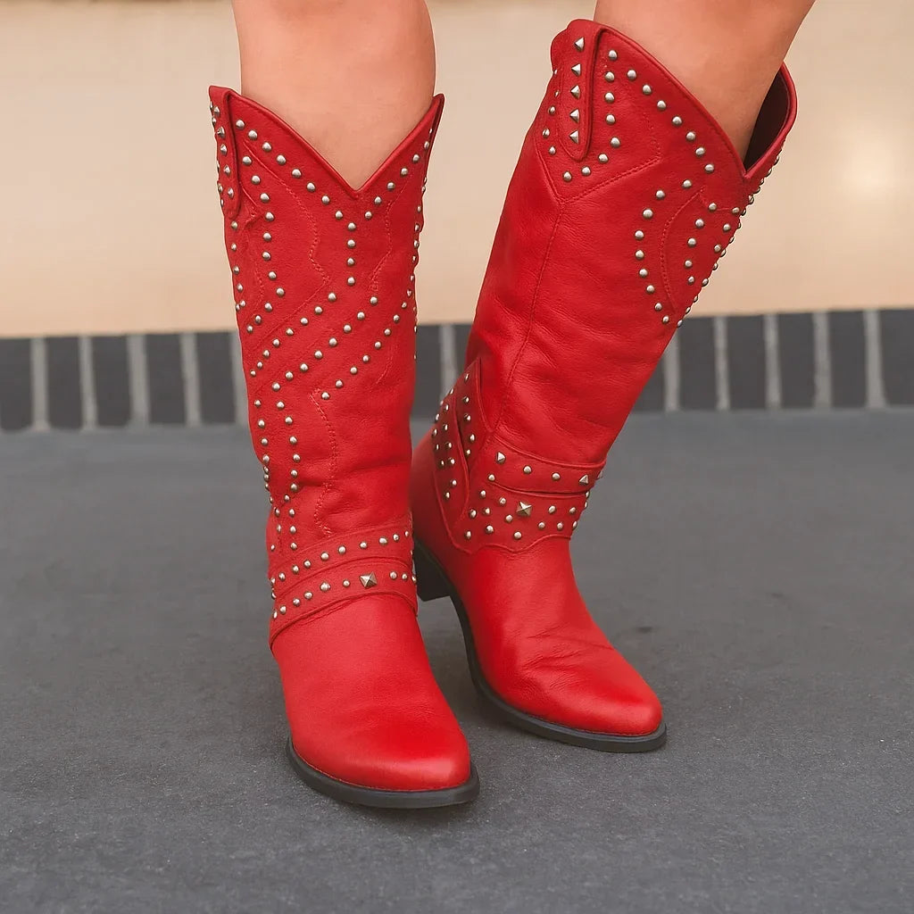 Sable Knee High Boots | Studded, Pointed Toe, Classic Cowboy Design 3