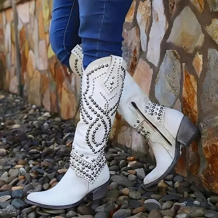 Sable Knee High Boots | Studded, Pointed Toe, Classic Cowboy Design 4