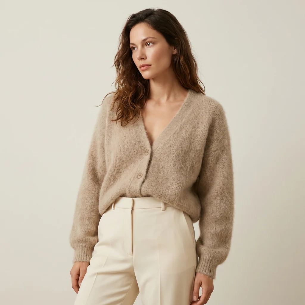 Sela Women's Cardigan | Soft Fluffy Knit, Relaxed Fit 0