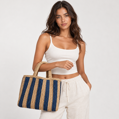 Celia Women's Crochet Tote Bag | Straw Handwoven Lightweight