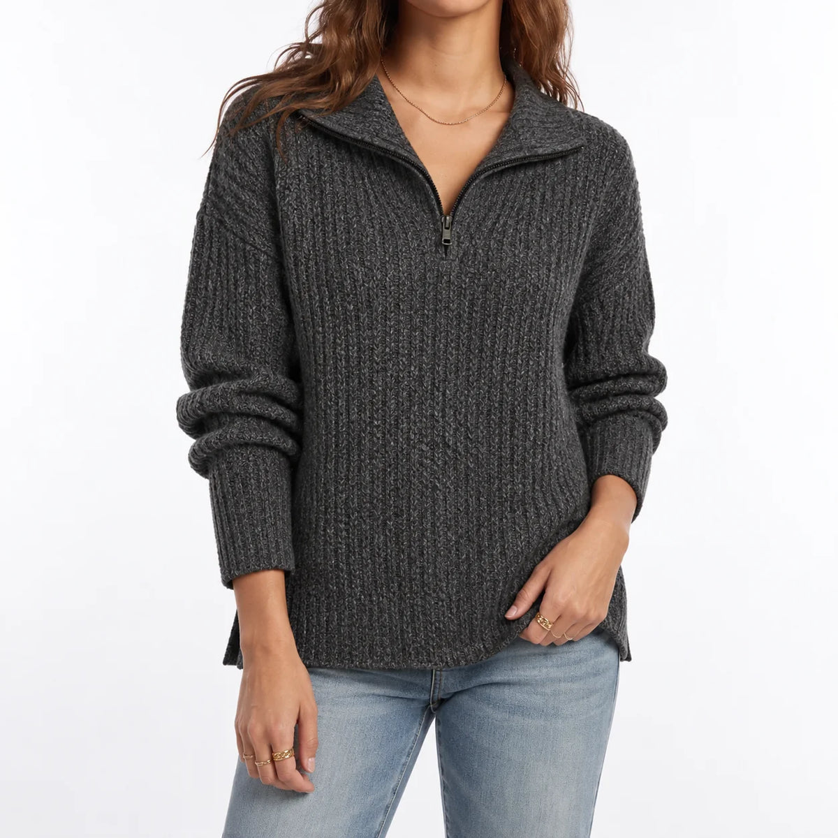 Talia Women's Sweater | Textured Knit, Relaxed Fit Quarter-Zip 7