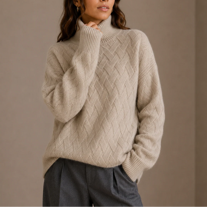 Talia Women’s Turtleneck Sweater | Textured Knit, Soft Winter Jumper 0