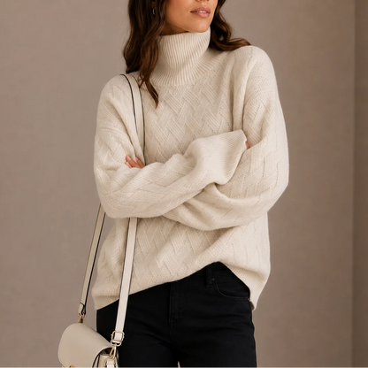 Talia Women’s Turtleneck Sweater | Textured Knit, Soft Winter Jumper 2