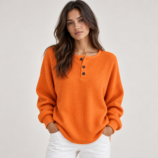 Warren Men's Sweatshirt | Waffle Knit, Henley Neckline, Drop Shoulders
