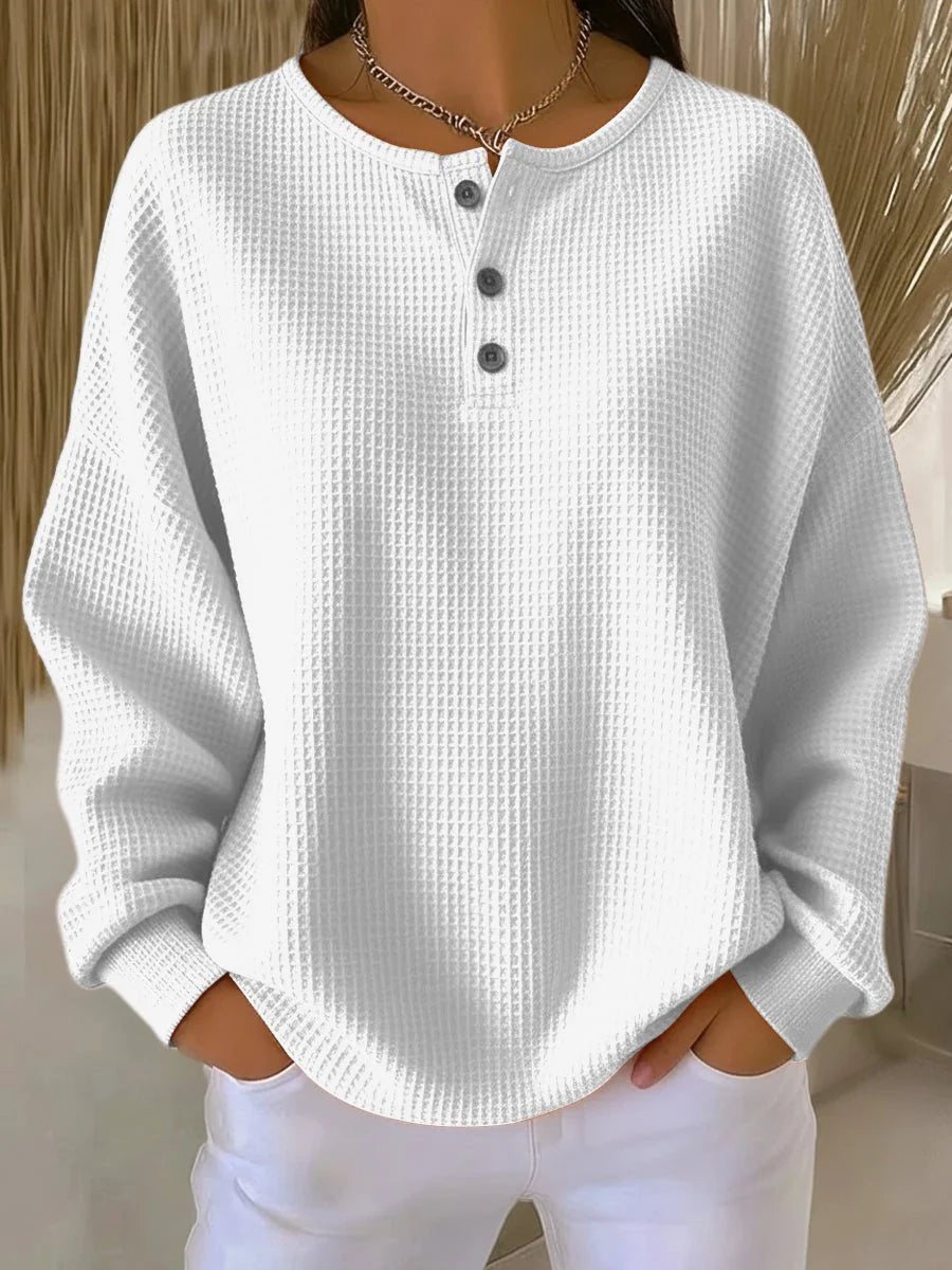 Warren Men's Sweatshirt | Waffle Knit, Henley Neckline, Drop Shoulders 1
