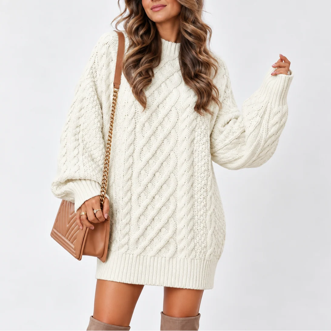 Willa Women's Oversized Sweater | Cable Knit, Long Balloon Sleeves 5