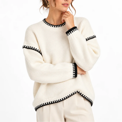 Willa Women's Oversized Sweater | Chunky Knit, Boat Neck 0