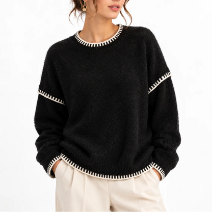 Willa Women's Oversized Sweater | Chunky Knit, Boat Neck 1
