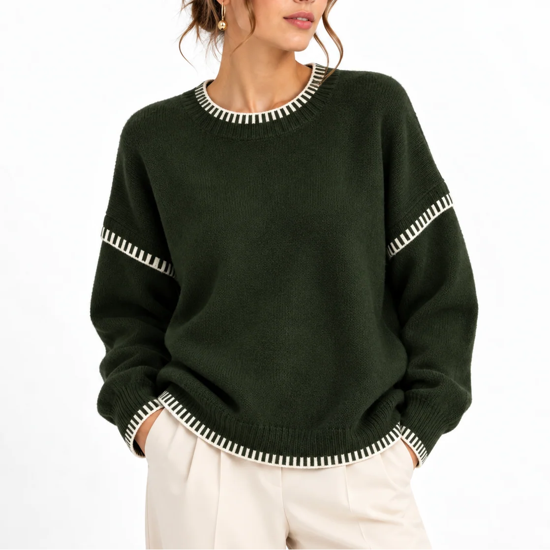 Willa Women's Oversized Sweater | Chunky Knit, Boat Neck 2