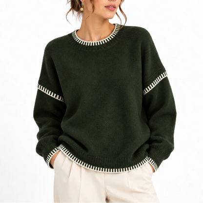 Willa Women's Oversized Sweater | Chunky Knit, Boat Neck 2