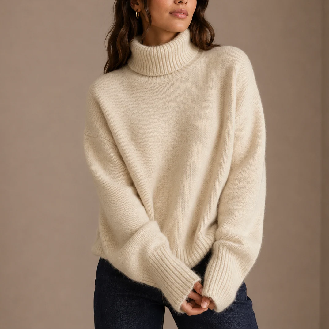Willa Women's Oversized Turtleneck Sweater | Soft Knit Relaxed Fit 2