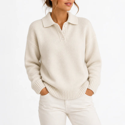 Willa Women's Sweater | Knit Polo Collar, Relaxed Fit 0