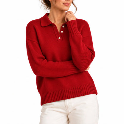 Willa Women's Sweater | Knit Polo Collar, Relaxed Fit 4