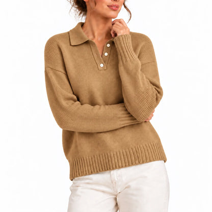 Willa Women's Sweater | Knit Polo Collar, Relaxed Fit 7