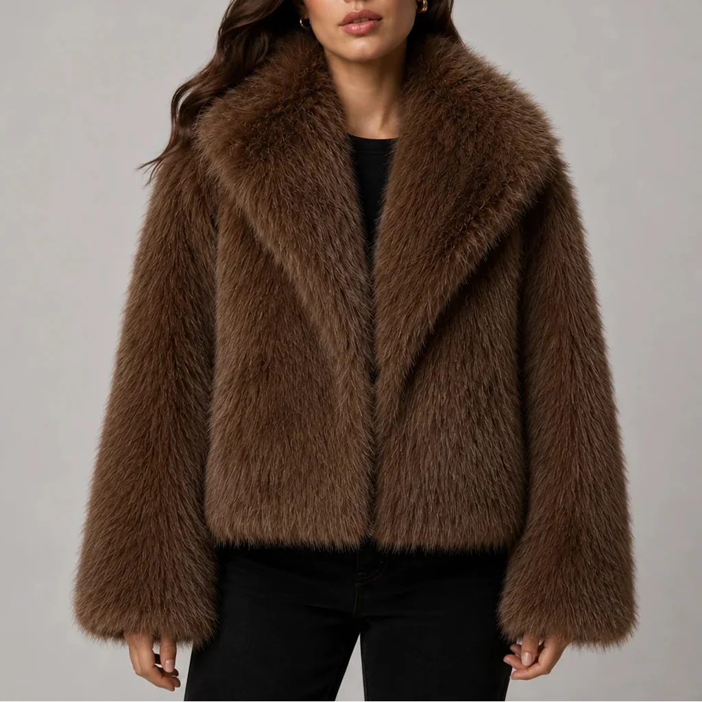 Wynn Cropped Jacket | Faux Fur, Oversized Collar 0